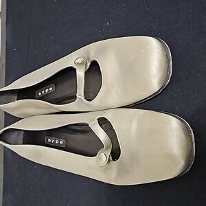 Silver satin flats